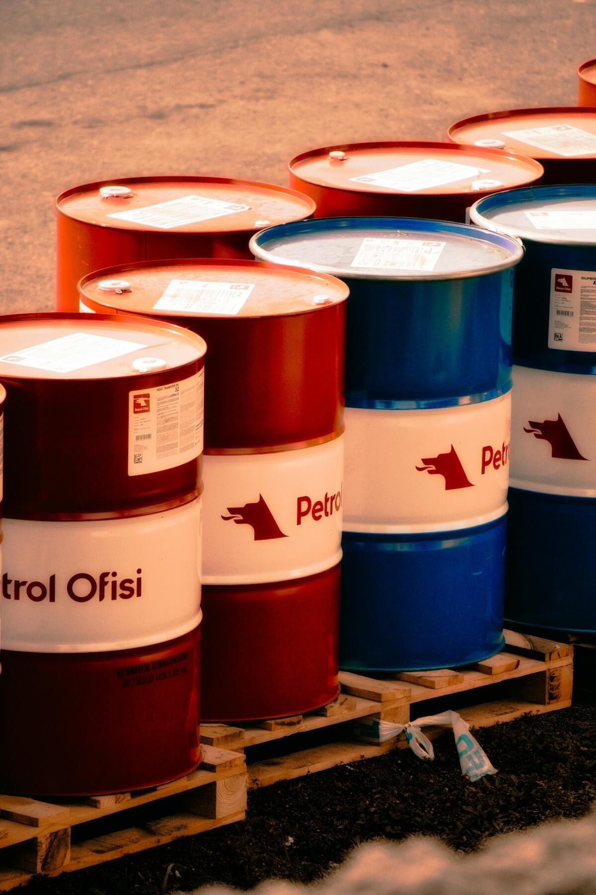 Oil Barrels on Pallets Oil Barrels on Pallets